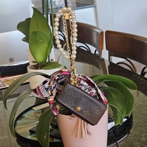 Louis Vuittion Monogram Key Case Holder W/Twilly, Wristlet, And Tassel Added